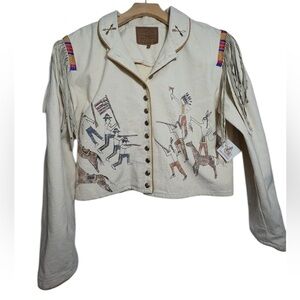 Ranch wear Vintage 90’s LEDGER ART western L Jacket LITTLE BIGHORN War New
